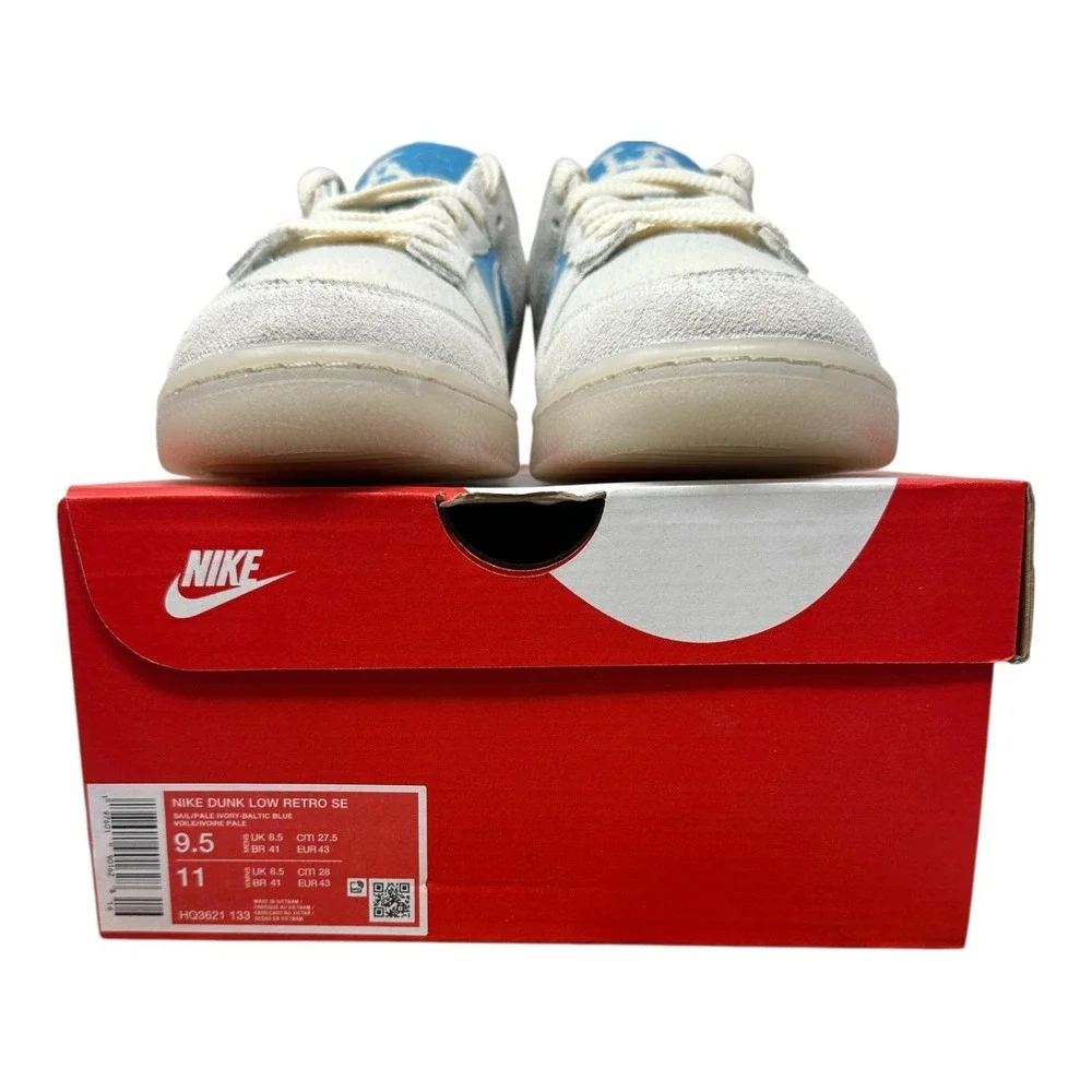 Nike Dunk Low Retro SE Mens 9.5 Sail Baltic Blue Suede Canvas HQ3621-133